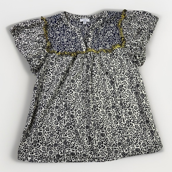 Current Air Tops - Current Air Black and White Blouse with Floral Print - Medium - cottagecore